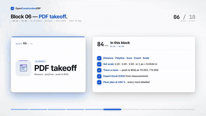 PDF takeoff - click-to-measure on PDF drawings, straight to BOQ